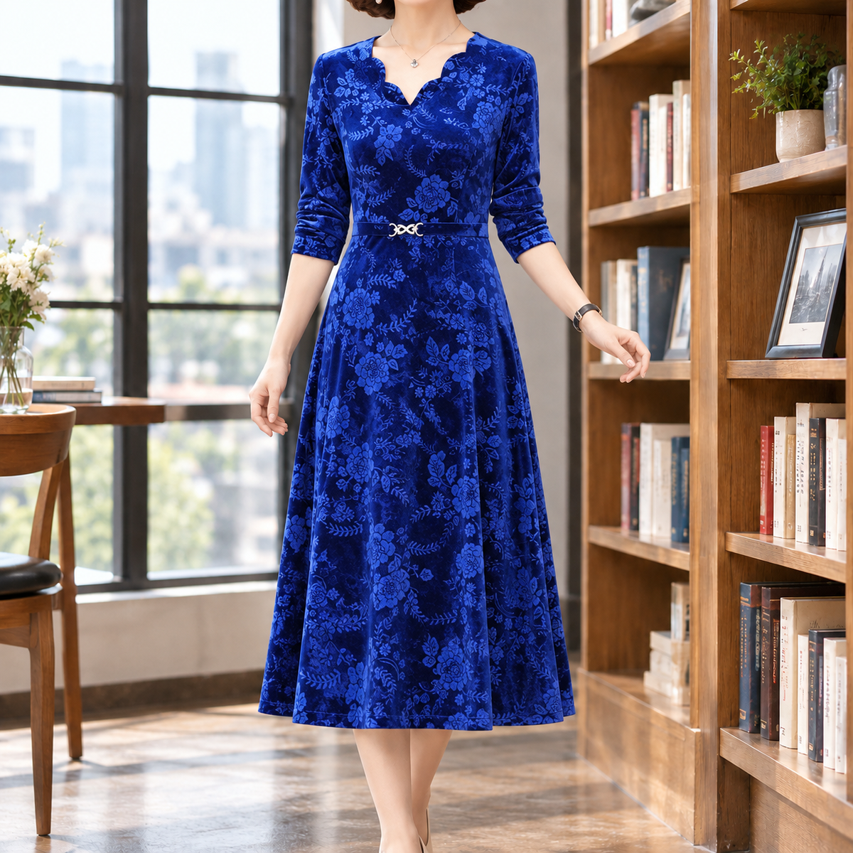 Adele Floral Dress - Blue