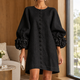 Tatiana Floral Cuff Dress - Black