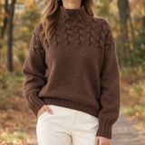 Aubrey Cable Knit Sweater - Chocolate Brown