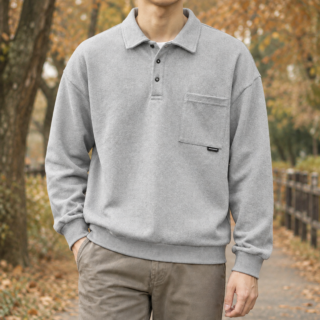 Maurice Polo Sweatshirt - Light Gray