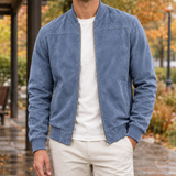 Reece Suede Bomber Jacket - Denim Blue