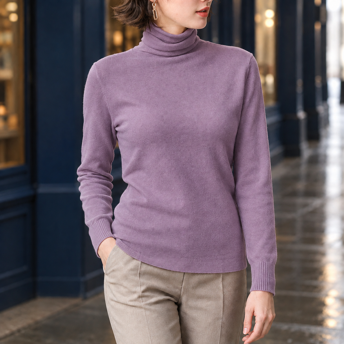 Zelie Turtleneck Sweater - Purple