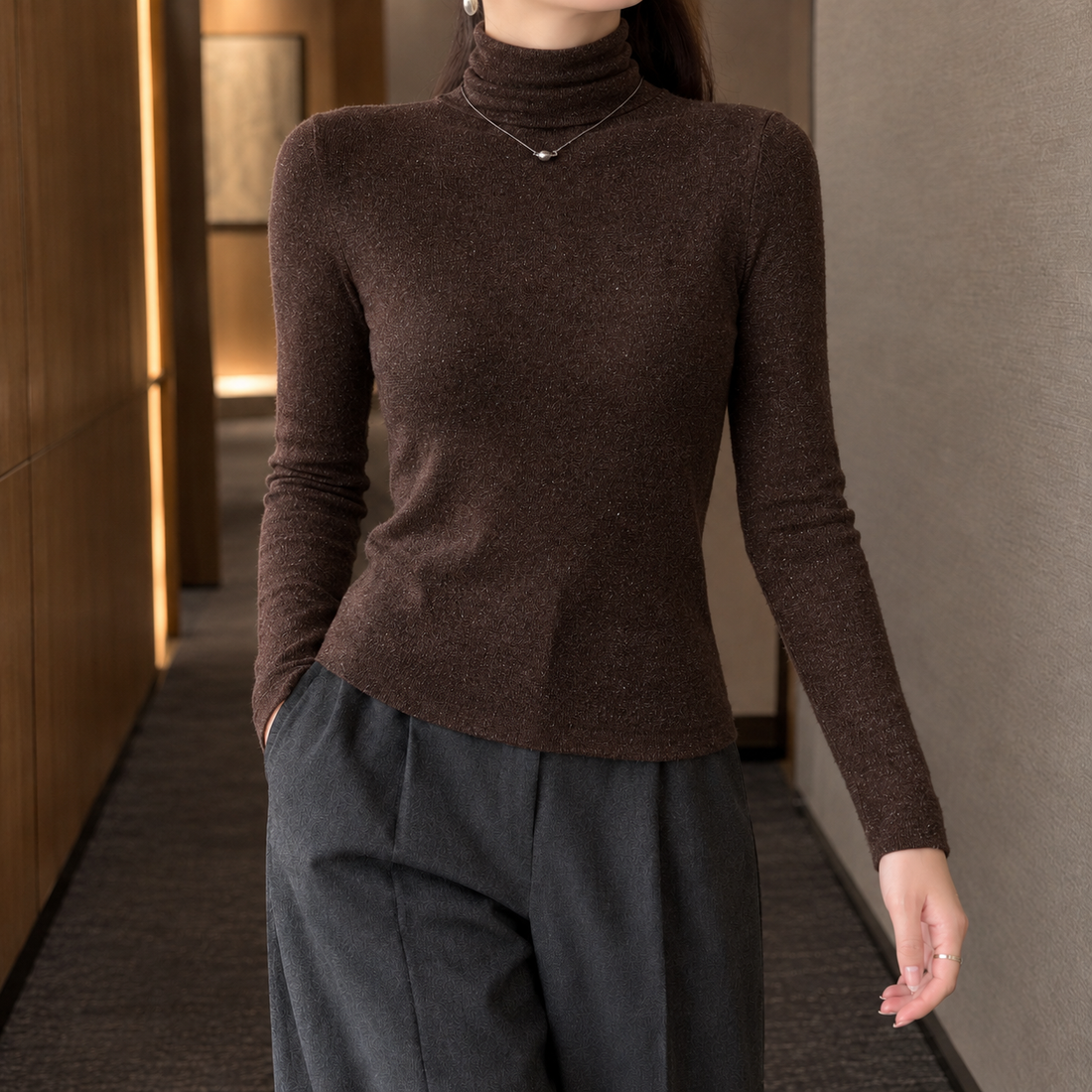 Mireille Sparkle Turtleneck - Coffee