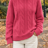 Diana Cable Knit Sweater - Raspberry