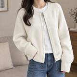 Honoria Zip Cardigan - White