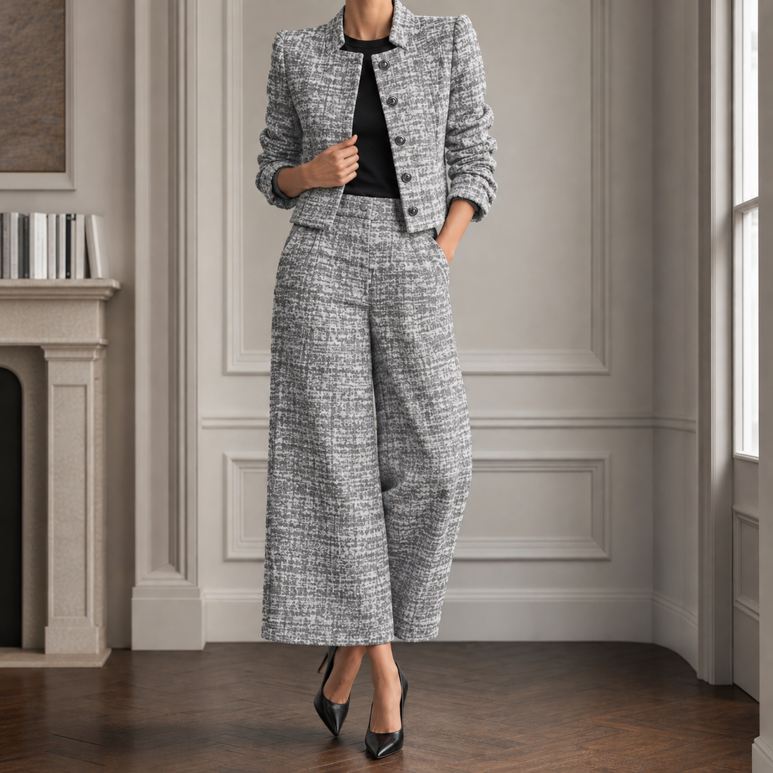Paige Tailored Set - Silver Gray