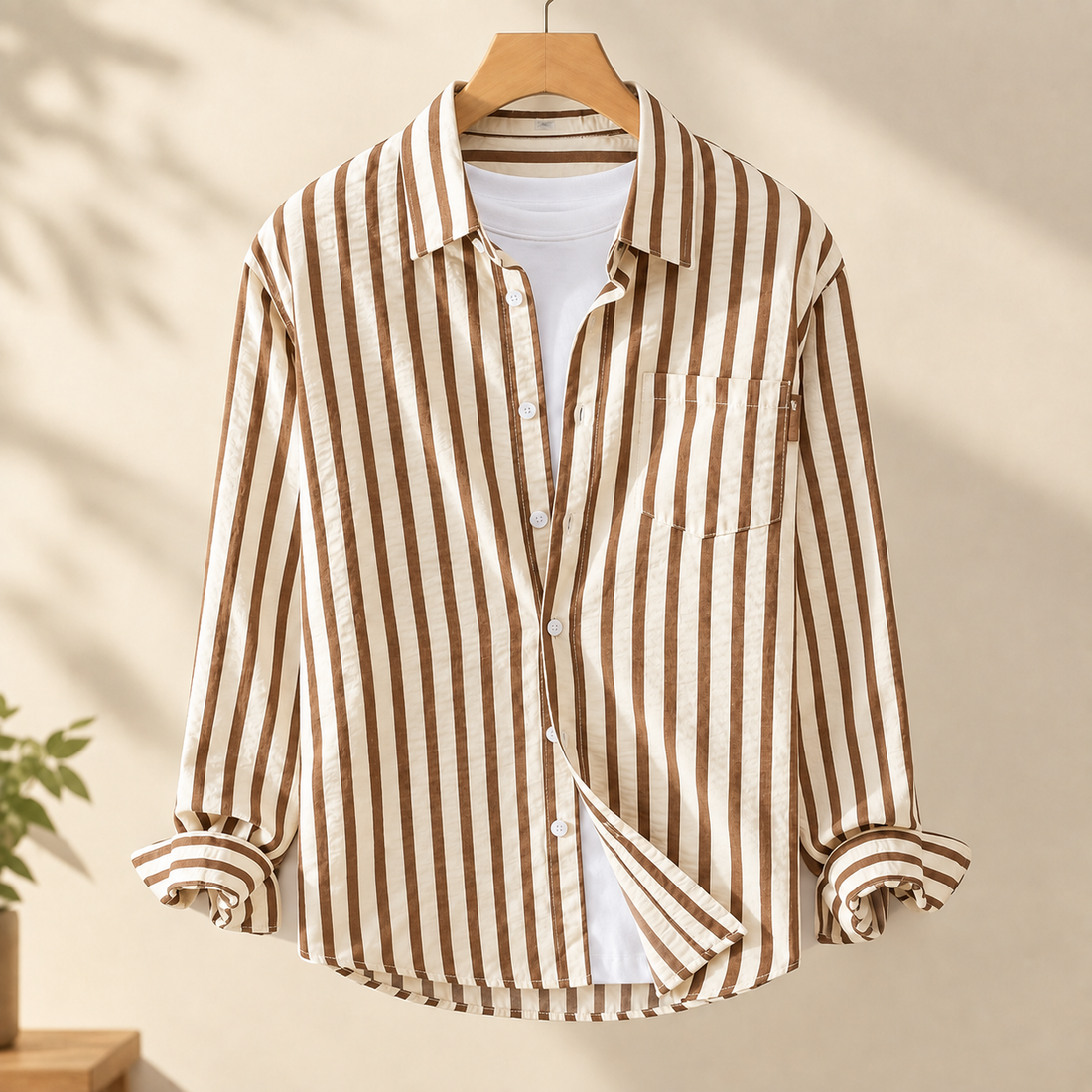 Alec Striped Shirt - Khaki