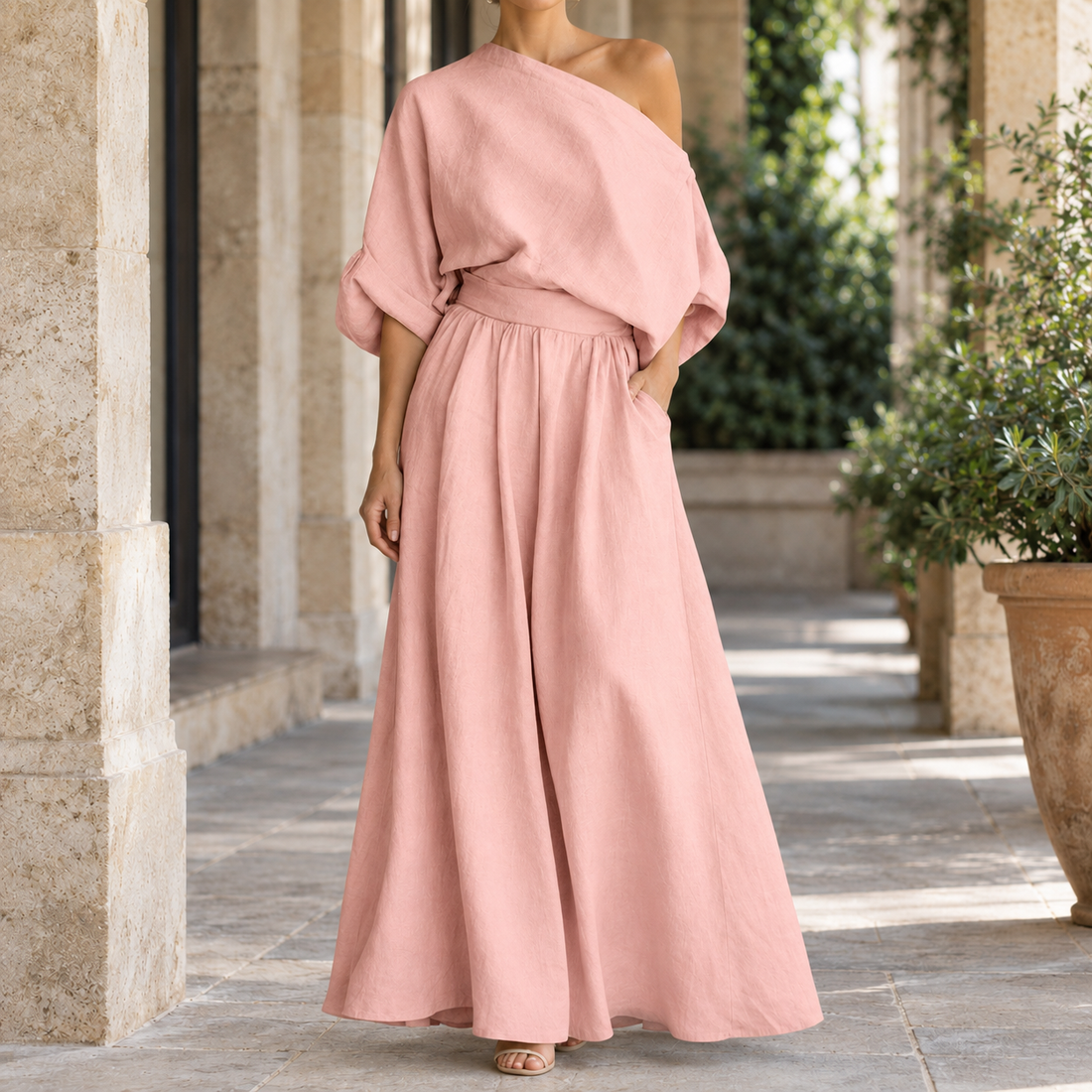 Etta Off-Shoulder Set - Pink