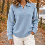 Danielle Relaxed Polo Sweater - Sky Blue