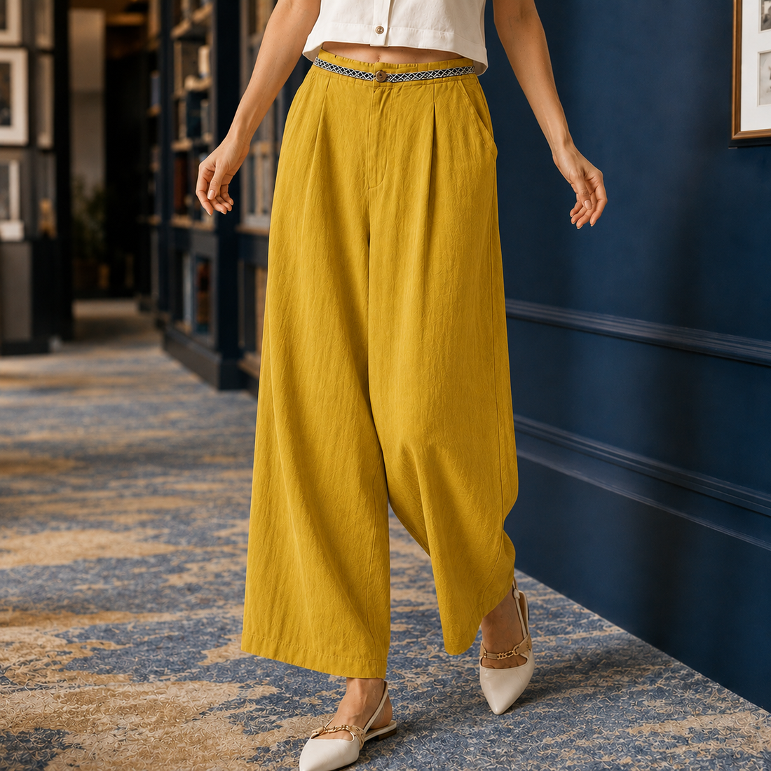 Fenna Wide Leg Pants - Mustard