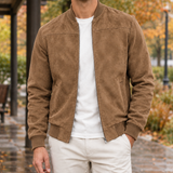 Reece Suede Bomber Jacket - Caramel Brown