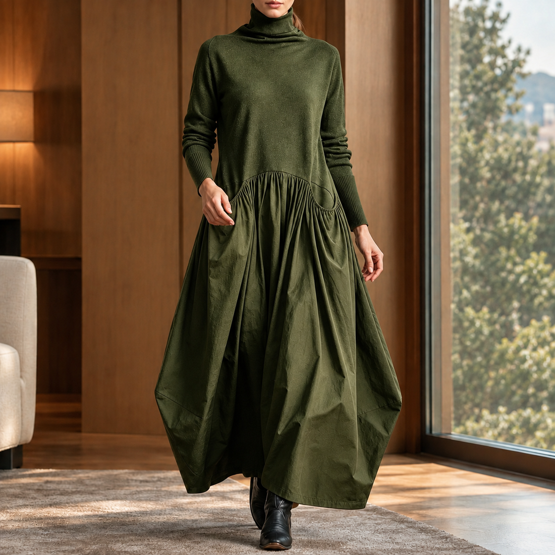 Blanche Balloon Maxi Dress - Green