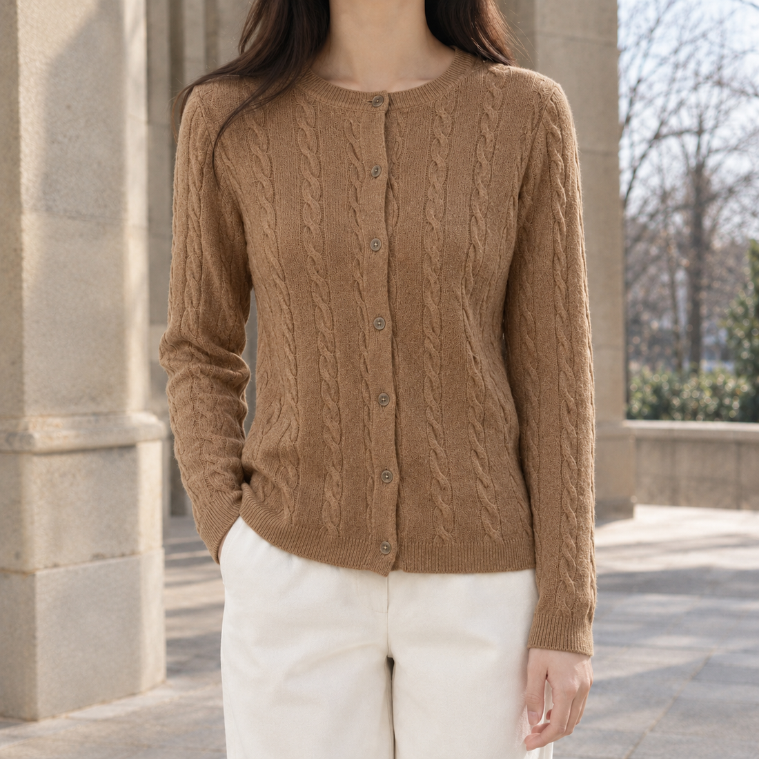 Valentin Cable Cardigan - Camel