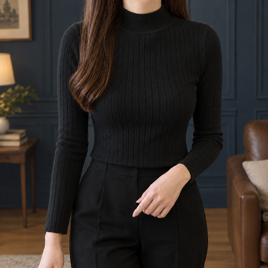 Winona Mock Neck Top - Black