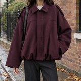 Valeria Bubble Hem Jacket - Wine Red
