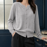 Agnes Crewneck Cardigan - Gray