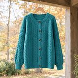 Maeve Cable Knit Cardigan - Peacock Blue