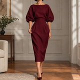 Rebekah Pleated Midi Dress - Wine Red