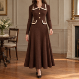 Cosima Ribbed Midi Dress - Brown