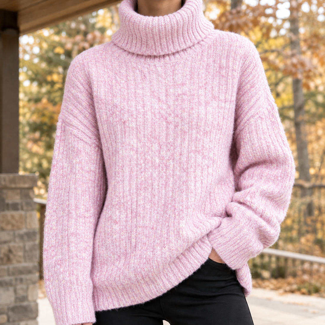 Ancel Turtleneck Sweater - Pink