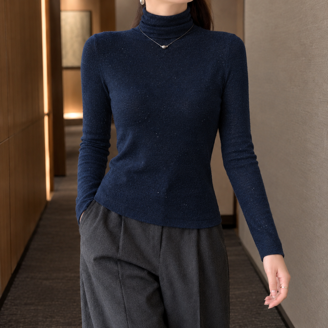 Mireille Sparkle Turtleneck - Navy