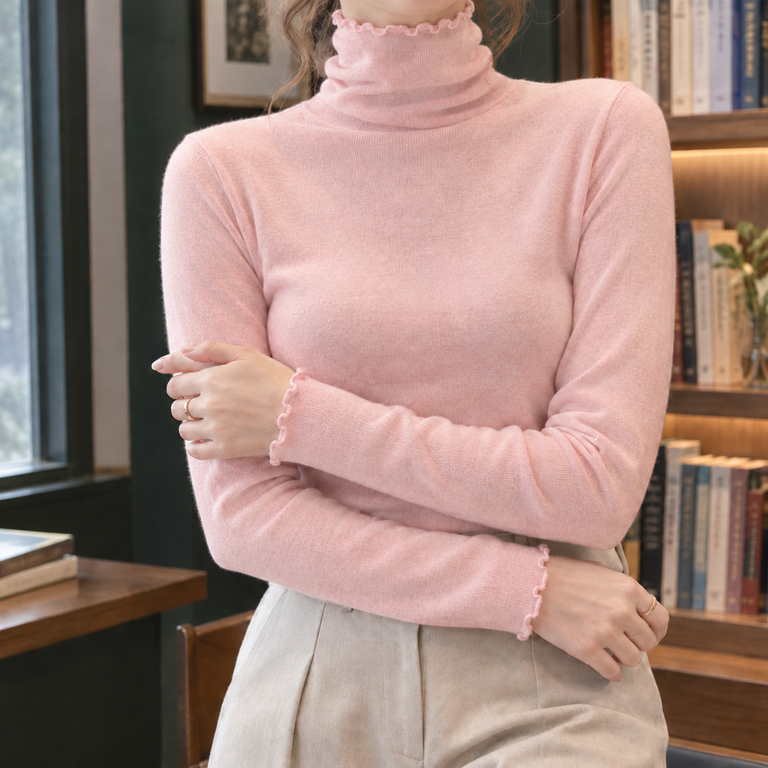 Lily Turtleneck Top - Pink