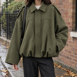 Valeria Bubble Hem Jacket - Army Green