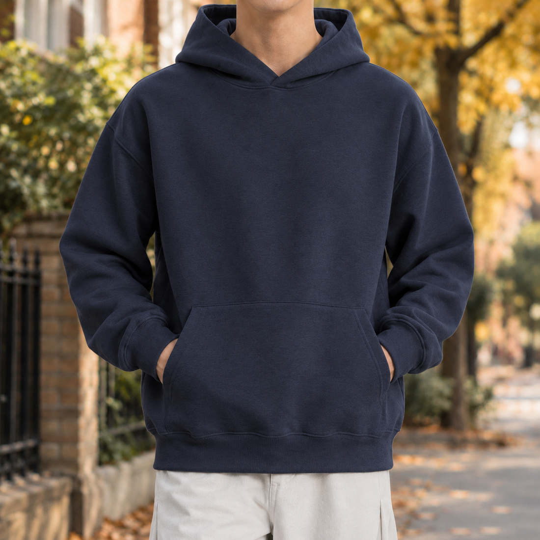 Caius Hooded Sweater - Navy Blue