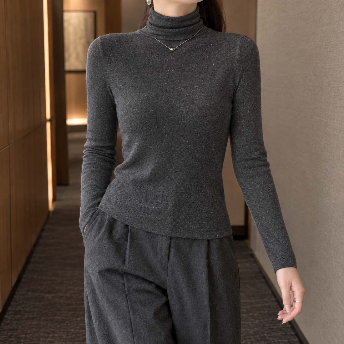 Mireille Sparkle Turtleneck - Gray