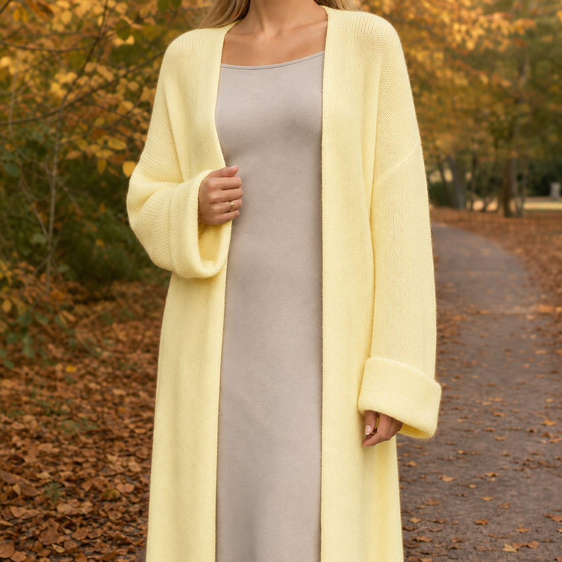 Violetta Open-Knit Cardigan - Yellow